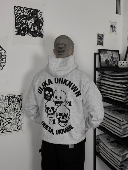 SKULL HOODIE GRAU